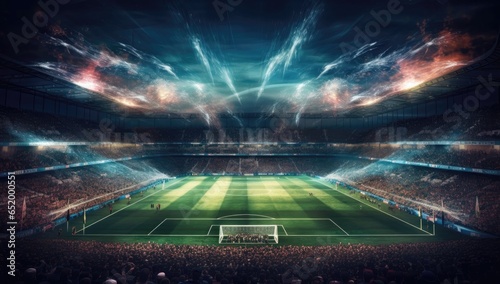 Large modern football stadium Football game design. Championship game summer background. © Marharyta