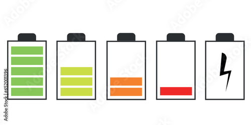 Battery indicator icons. Battery stack indicator vector isolated on white background. Battery stack icon.phone battery icon. Vector illustration photo