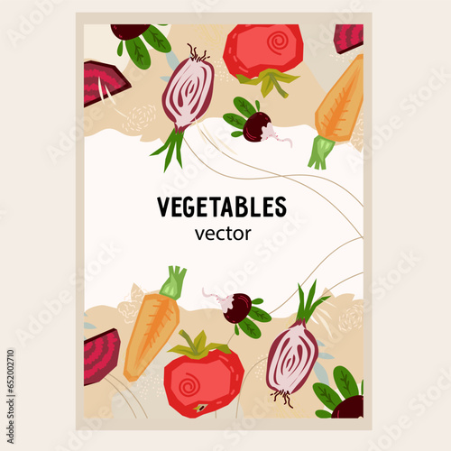 Autumn vegetables vector background for sauce, food preserves label design hand drawn vector illustration. Background design for food and preserved canned vegetables packs.