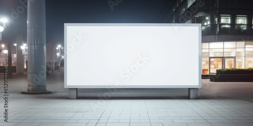 Public Advertisement Board A Public Shopping Center Mall Or Business Center Advertisement Board Space As An Empty Blank White Mockup Signboard With Copy Space photo