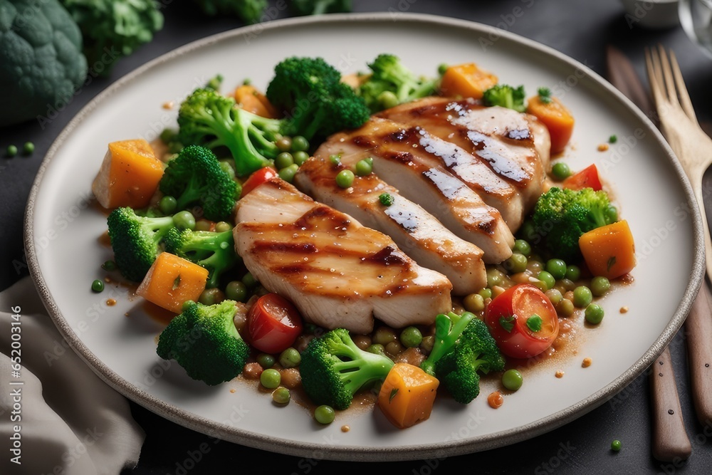 grilled pork chop with vegetables grilled pork chop with vegetables