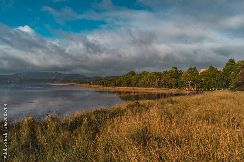 landscape with clouds on chiloe in chile landscape with clouds on chiloe in chile