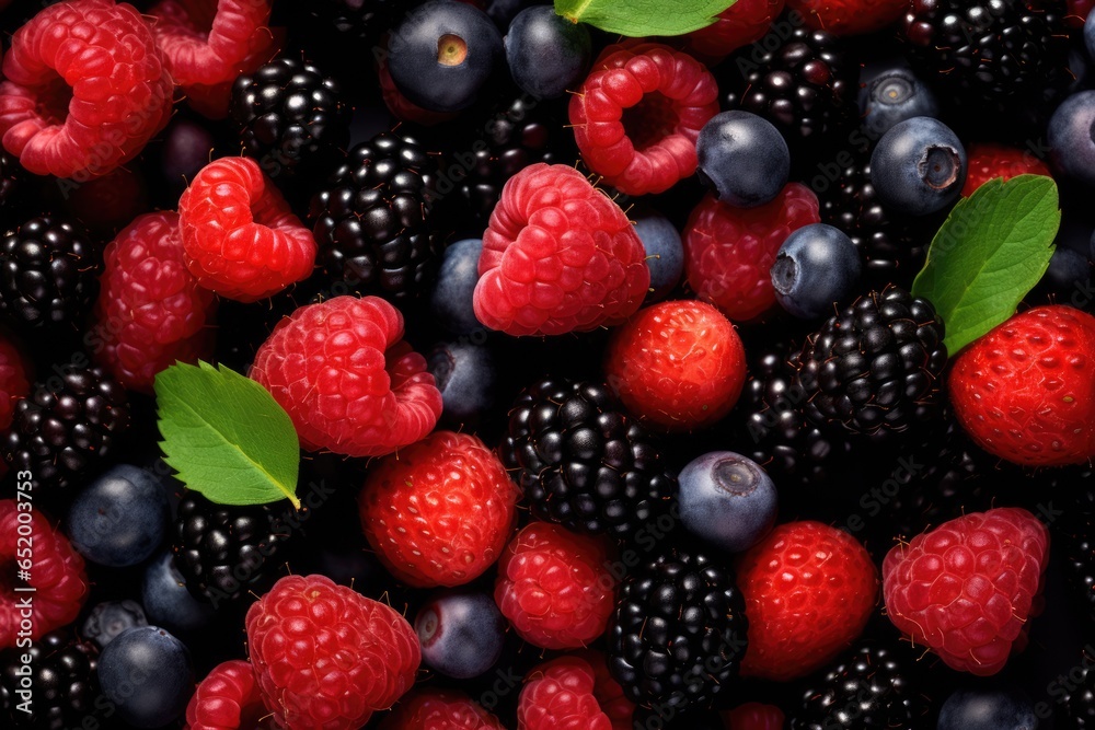 Top view of various fresh berries Top view of various fresh berries