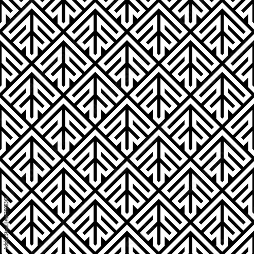 Seamless arrows pattern. Repeated arrowhead shapes background. Squama ornament. Scales image. Ancient window tracery motif. Ethnic embroidery wallpaper. Digital paper for textile print. Vector art.