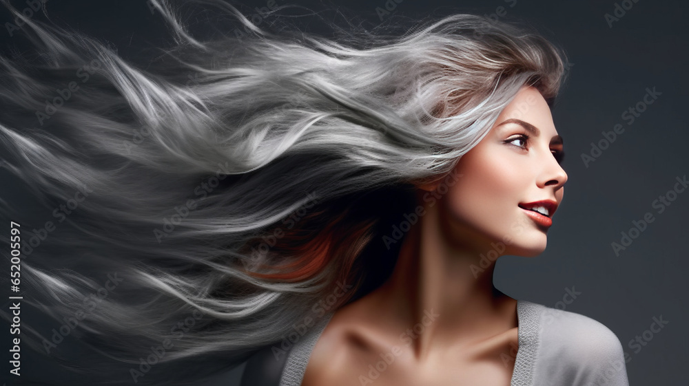 Obraz premium Lively hair on a gray background.