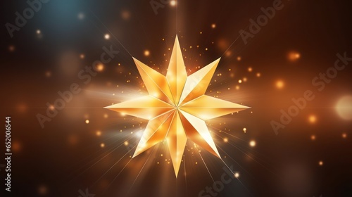 Abstract golden Christmas star, generative ai