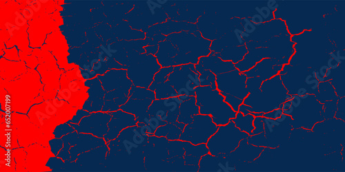 The earth is cracked dry, isolated black background