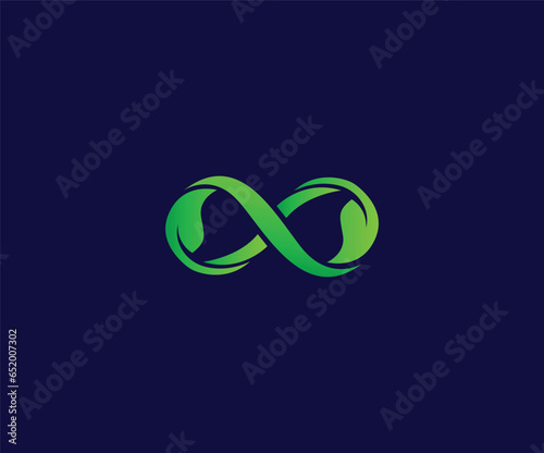 Infinity Icon with Leaf , Leaf infinity shape logo template