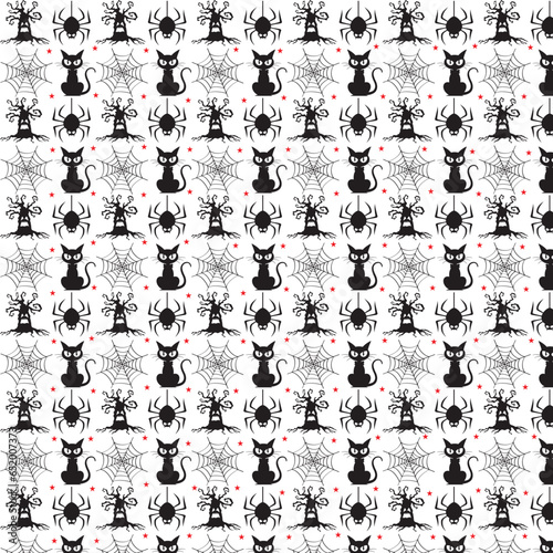 Seamless spiders background. Dangerous spiders vector background. Pattern for design poisonous spider contour vector. Simple vector background with spiders theme for halloween