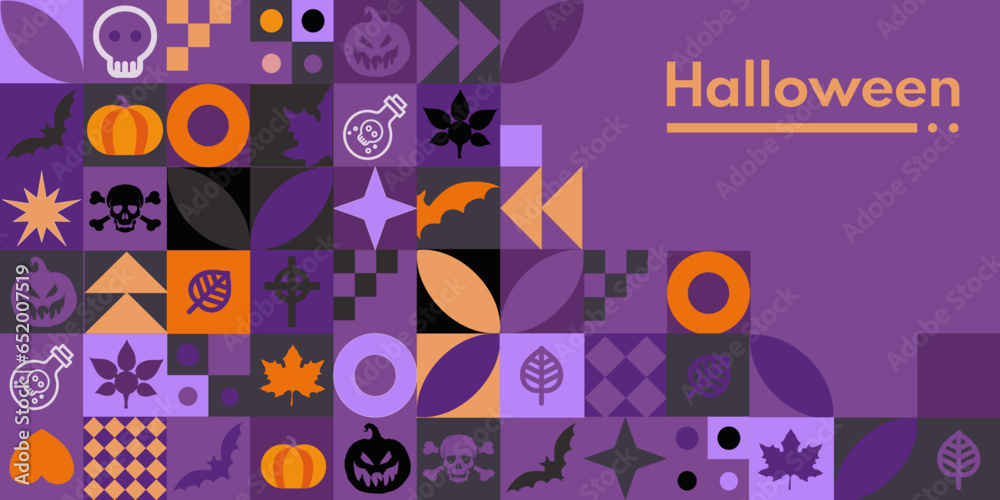Halloween bauhaus pattern,background - vector graphics