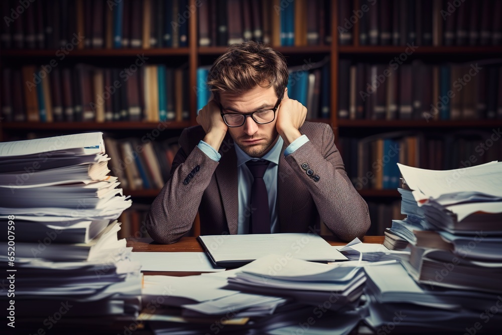 tired business person in office tired business person in office