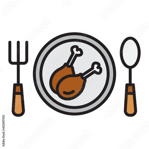 Turkey thighs on plate icon