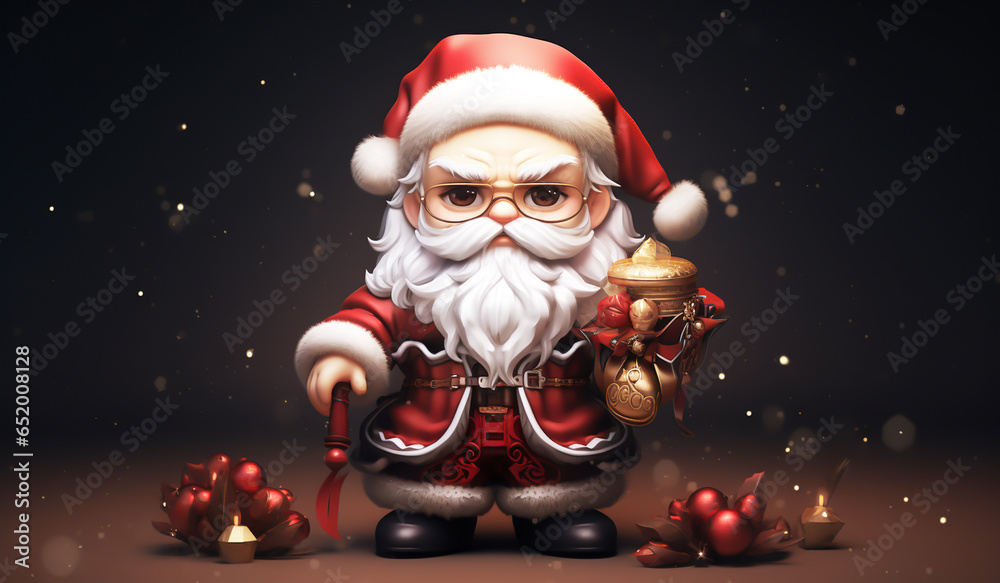 Cute cartoon with funny short and chubby Santa Claus. Christmas time. AI generated Cute cartoon with funny short and chubby Santa Claus. Christmas time. AI generated