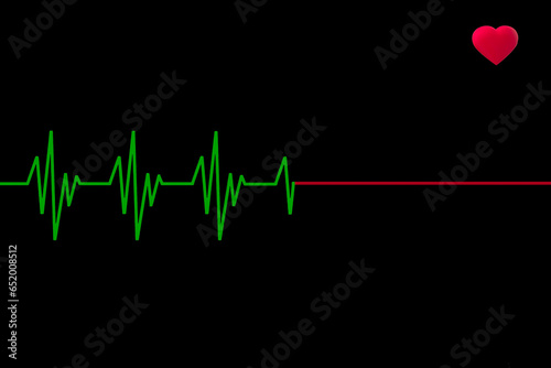 Heart beat cardiogram on monitor at death (of a person in cardiac arrest) photo