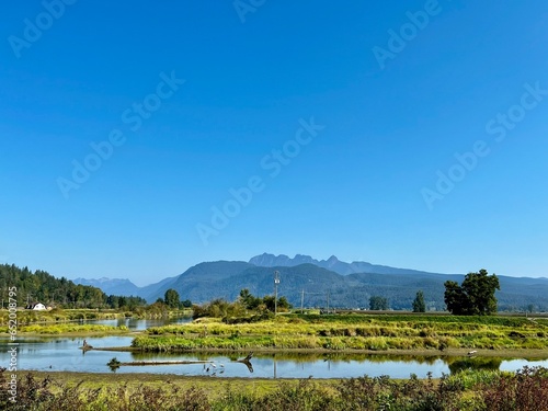 View of Golden Ears Peak across the Alouette River