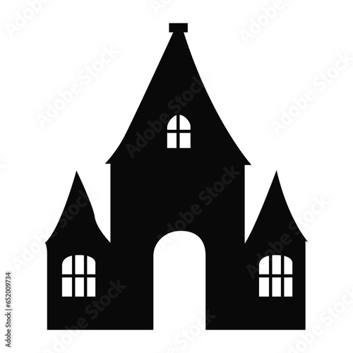 Black Halloween House Vector Icon - Spooky Haunted House Illustration