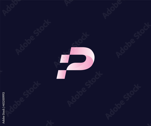 P technology logo icon, Letter P abstract logo template