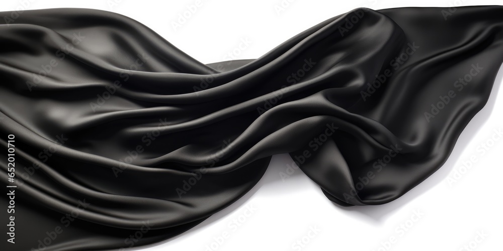 An Image Showcasing Black Silk Presented As A Cutout On A Background