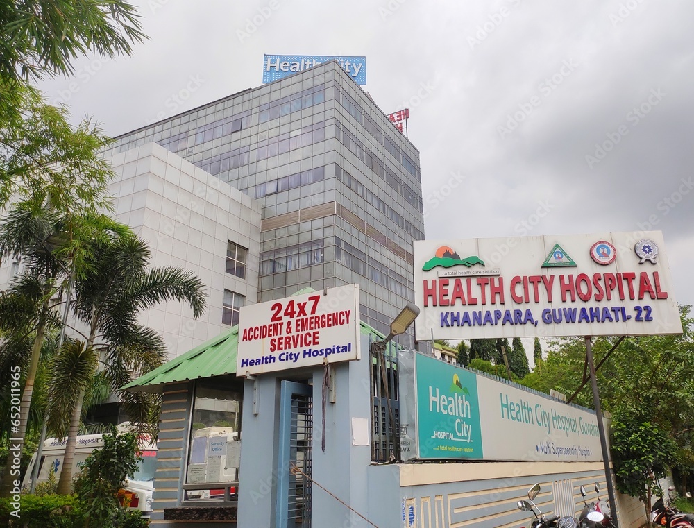 Guwahati, Assam, India September 24, 2023 Health City Hospital is a