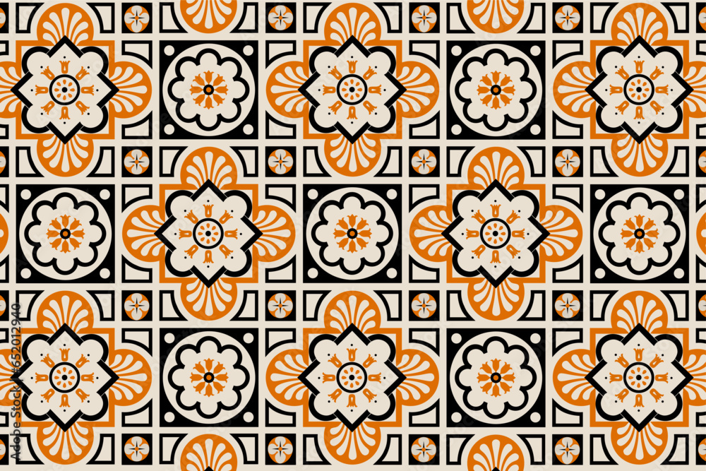 Fototapeta premium Milan, Italy. Floor with floral ornament inside Duomo di Milano, cathedral of city. Geometric pattern of floor marble tile. EPS illustration.