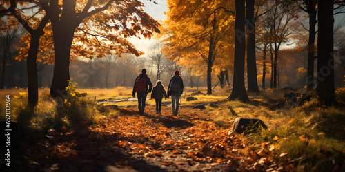 a family walking in the forest  © Sandra