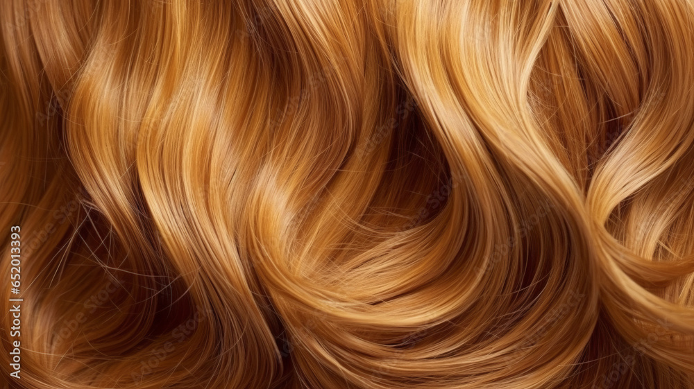 Lively golden brown hair on a gray background
