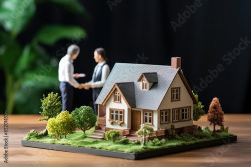 A Real Estate Professional Or Realtor Finalizing A Mortgage Agreement For A Delighted Young Couple Purchasing Their New Home This Represents The Idea Of Securing A Home Loan photo