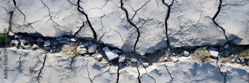 A Topdown View Of Ground Cracks Emphasizing Earthquakerelated Cracking Holes And The Textured Aftermath Of Destruction And Splitting photo