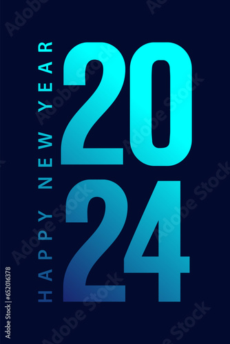 Happy new year 2024 with 3D blue color design template. 2024 new year celebration.