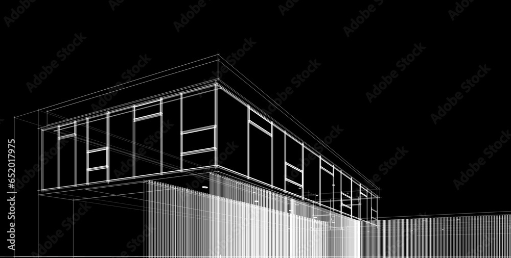 Fototapeta premium Modern building sketch 3d rendering