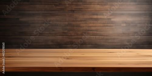 A Foreground View Of A Wooden Table Showcasing The Tabletop From The Front Perspective