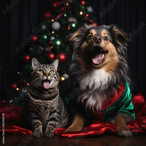 Festive Furballs  Dog and Cat Bring Joy to Christmas