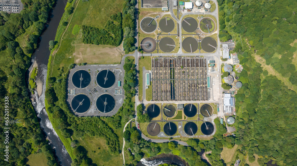 Water treatment plant. Recycling plant top view Water treatment plant. Recycling plant top view