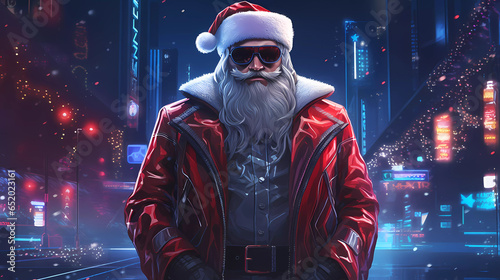 Epic Santa Claus Character in Cyberpunk Style © Voysla