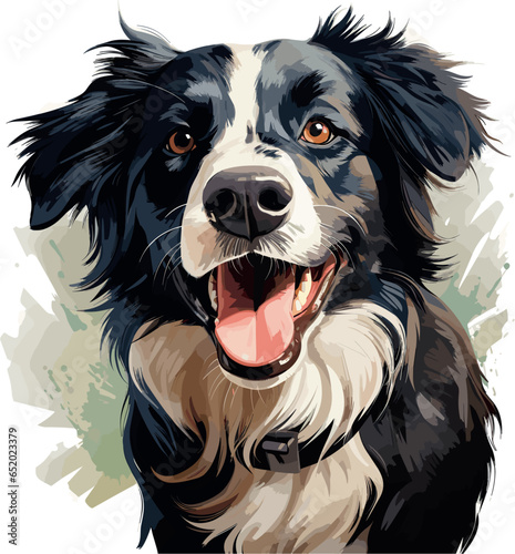 Leinwand Poster Cute Border Collie Dog Vector Design