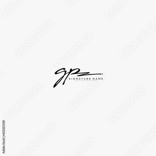 premium GP letter signature logo in handwriting art style monogram vector illustration template