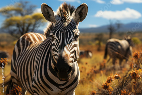 The strikingly patterned Grevy s zebra  native to the arid landscapes of East Africa. Concept of conservation efforts. Generative Ai.