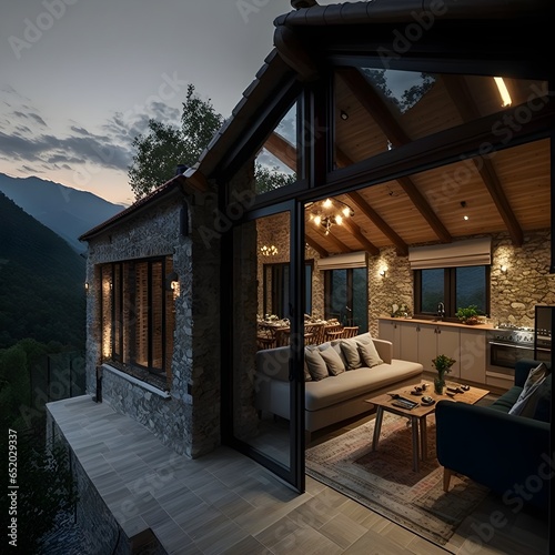 Experience the fusion of natural beauty and modern design in a onefloor Northern Ageanstyle house on the north of Samothrace With a panoramic view of the mountain Saos the house boasts a glass faade  © Joseph