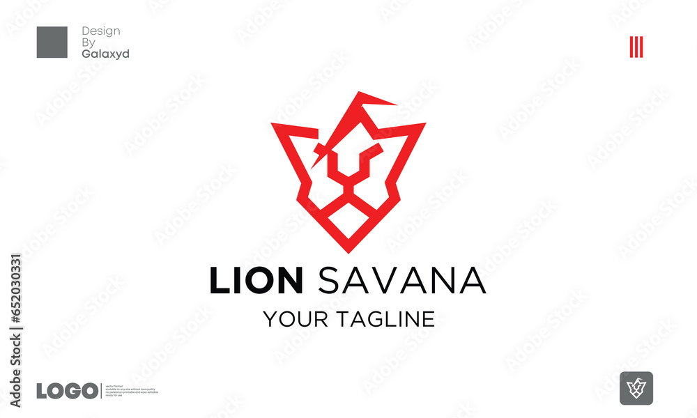Naklejka premium Simple line panther lion head vector with six corner points for safari fauna wildlife logo