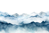 watercolor of mountains and clouds in the morning