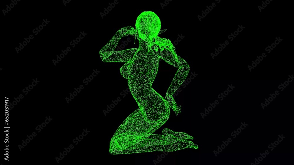 3D naked Woman in a playful pose on black background. Beauty and sexuality concept. Girl posing on her lap. Business advertising backdrop. For title, text, presentation. 3d animation. 3D naked Woman in a playful pose on black background. Beauty and sexuality concept. Girl posing on her lap. Business advertising backdrop. For title, text, presentation. 3d animation.