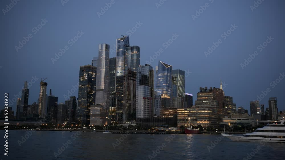 Hudson Yard view from Hudson river side at dusk. Hudson Yard view from Hudson river side at dusk.