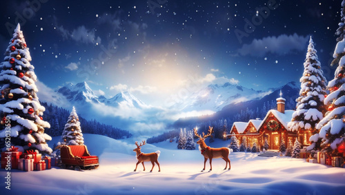 View of beautifully decorated christmas tree outdoors, Christmas background, Generative AI. free Stock Photo