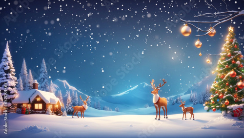 View of beautifully decorated christmas tree outdoors, Christmas background, Generative AI. free Stock Photo