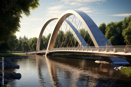 bridge over the river, Generative AI photo