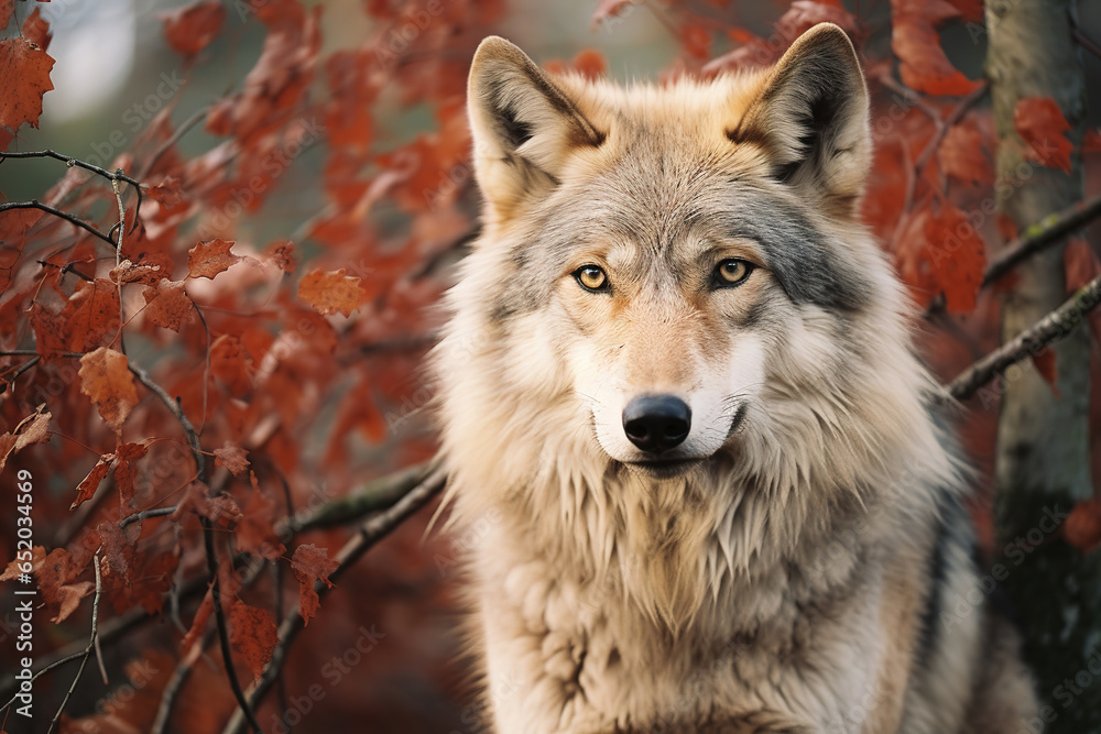 wolf portrait, autumn forest, generative ai wolf portrait, autumn forest, generative ai