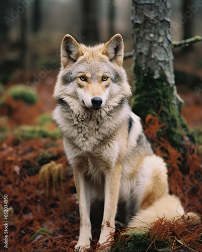 wolf portrait, autumn forest, generative ai  © vvalentine