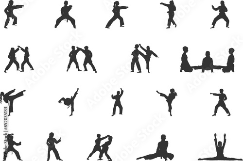Kids Karate Silhouettes, Karate Silhouettes, Martial Arts Silhouette,  Karate Girl Silhouette, Karate Svg, Kick boxing, Karate Clipart, Kids Training Karate Silhouette
