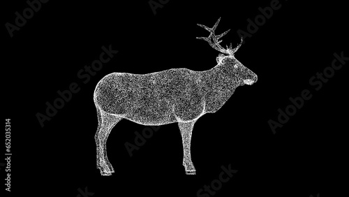 Photography 3D Old deer on black background