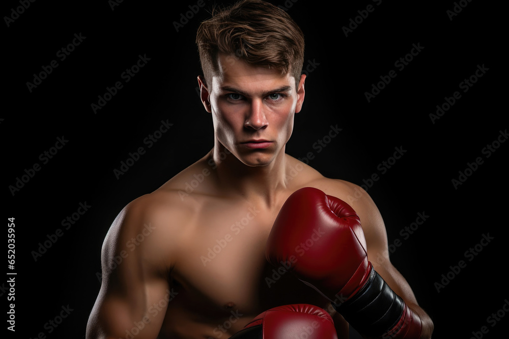 Confident Caucasian Boxer with Short Brown Hair